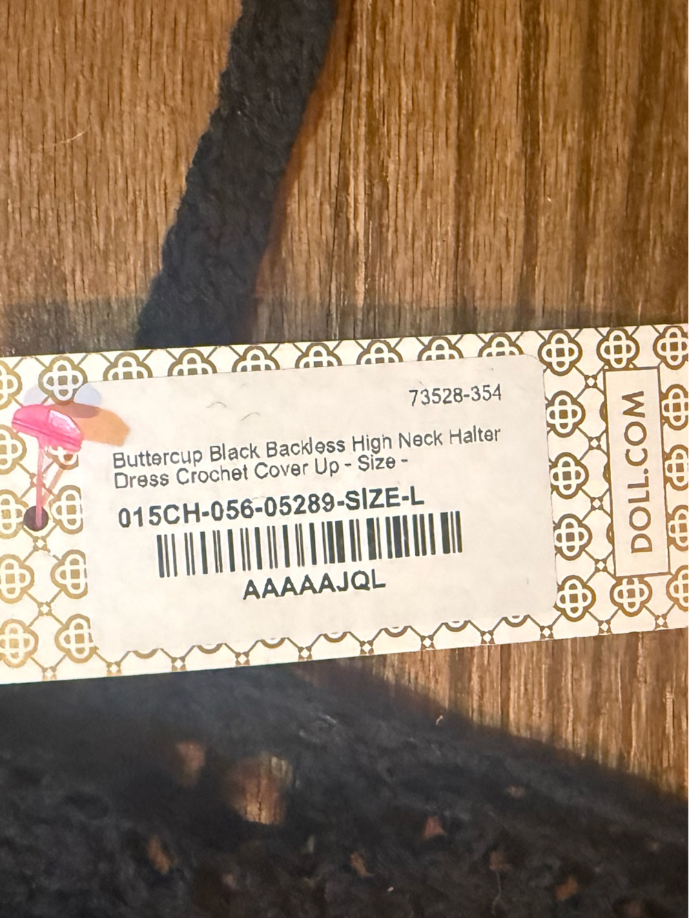 NWT Doll Swimwear Black Crochet Beach Cover-Up Dress - L - Picture 5 of 9